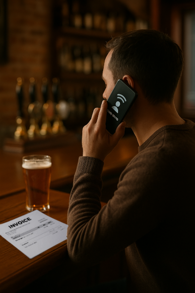A person taking a call late at night